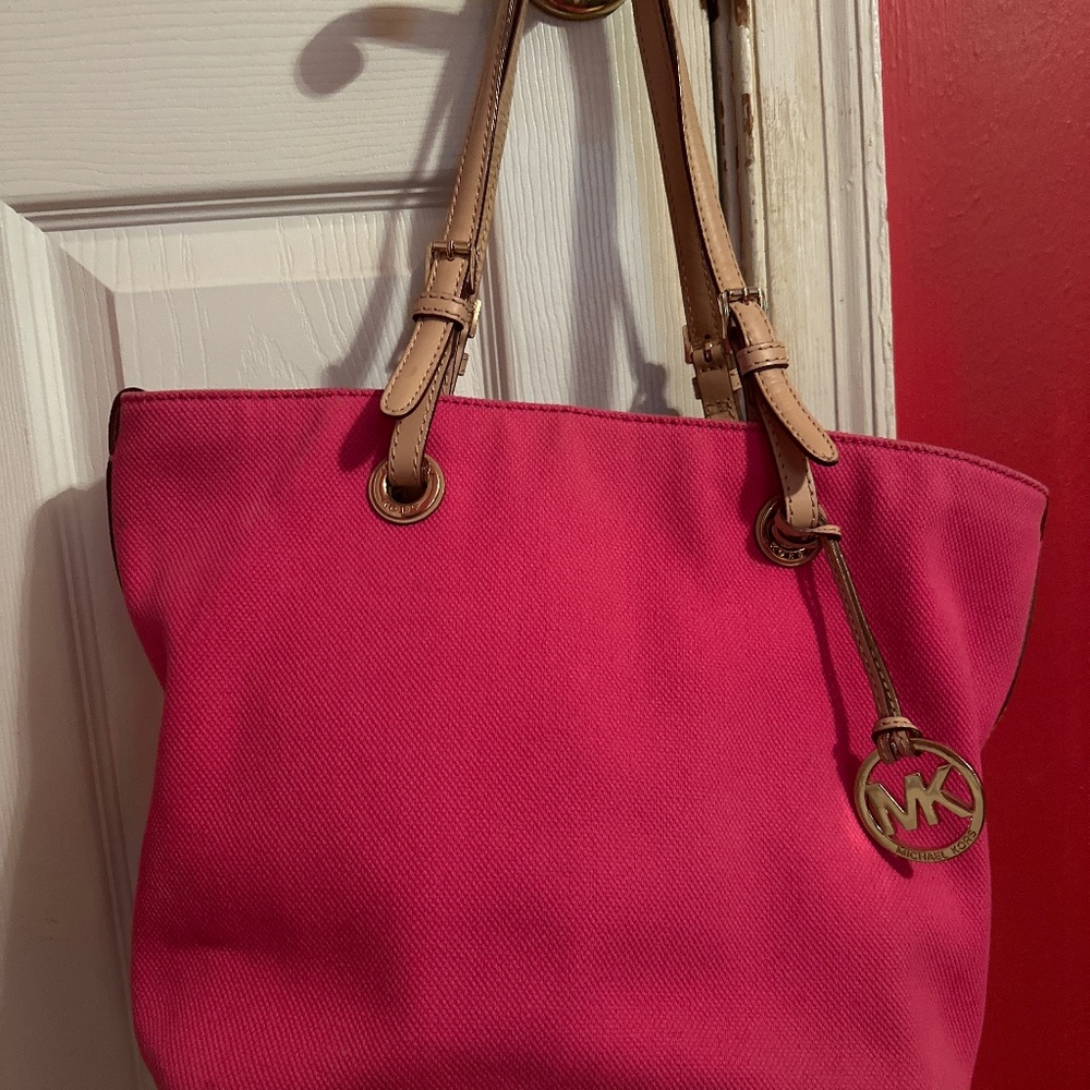 Pink Michael Kors canvas tote